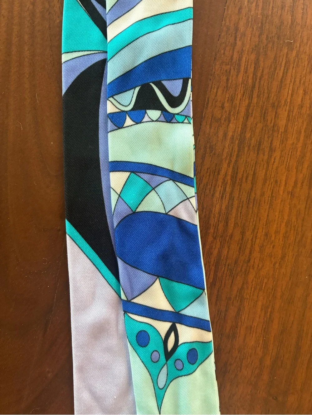 Emilio Pucci Blue Aqua Silk Scarf Tie / Belt with Tassels